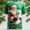 Christmas Men's T-shirt punk Santa Claus pattern print Men Women's T-shirt Breathable round neck graphic t shirts Party clothing