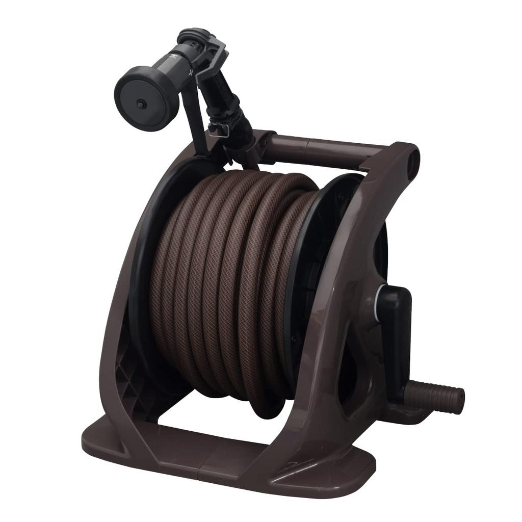 Катушка для шланга Takagi, прочная, коричневая, 20 м, стильная, R220TBR