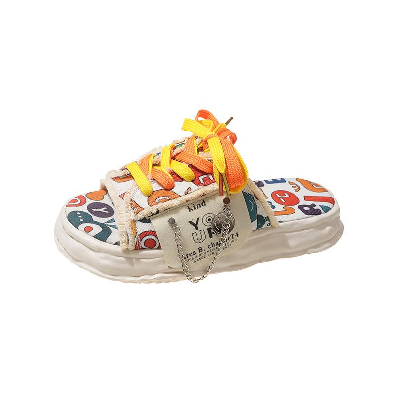 Fashion Fashionable Platform Slippers For Women Summer New Outdoor Personalized Graffiti Sandals Height Increasing Non Slip Casual Shoes