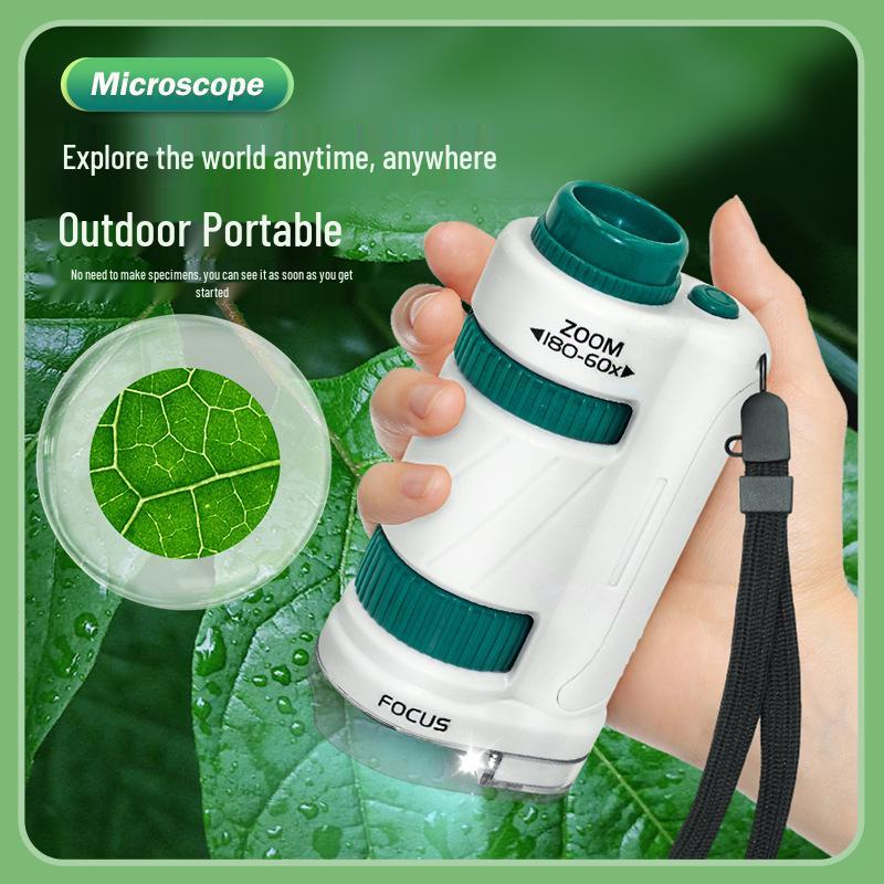 Портативный детский микроскоп, набор для научных экспериментов - развивающая игрушка для учеников начальной и средней школы, для мальчиков и девочек