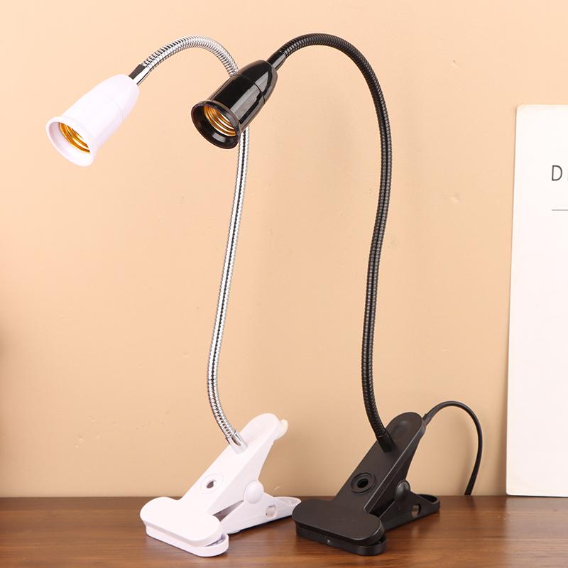 Eu Plug E27 Socket Adapter With Switch Cable 360 Degree Desk Lamp Holder Socket Gooseneck Clip-On Cable With Power On Switch