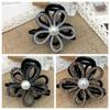 Zircon Flower Pearls Shark Clip Korean Style Shiny Hair Claw Rhinestone Shark Clip  Daily