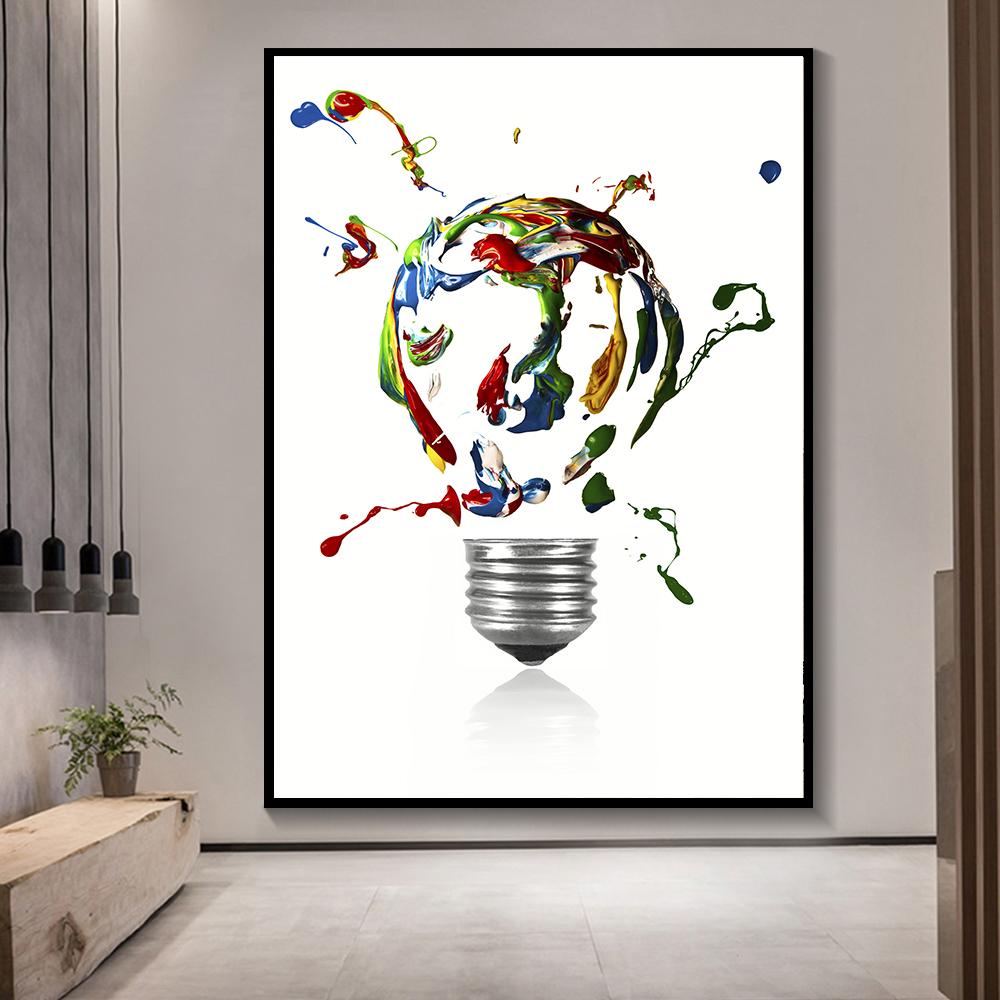 Modern Light Bulb Graffiti Wall Art Canvas Painting Poster Living Room Dining Room Home Painting Wall Decoration Mural Cuadros
