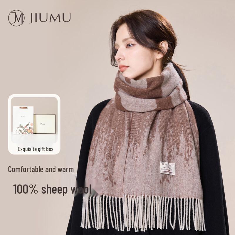 JIUMU Women's 100% Pure Wool Scarf & Shawl