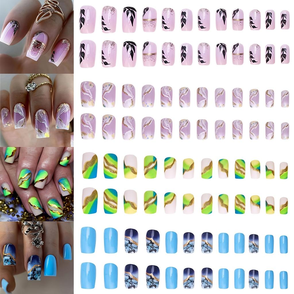 Французские типсы Press On Nails Миндальные короткие накладные ногти для женщин Разные размеры Мягкие гелевые накладные ногти Набор