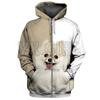 Белый терьер Вест-хайленд собаки толстовки с 3D принтом для мужчин и женщин пуловеры унисекс с капюшоном на молнии повседневный уличный спортивный костюм весна-осень