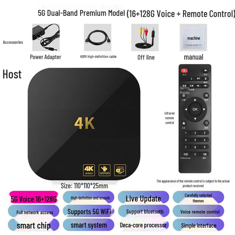 Универсальная 4K 5G двухдиапазонная Smart TV приставка с функцией зеркалирования экрана телефона
