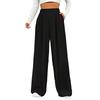 SAINT MARANT SL2419 Casual Wide Leg Pants with High Long Perfect for Office All Seasons Women's Banding, Waist, Black, Slacks, Suits, Stylish, (L,