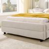 Single Bed 90x200 cm, Side Storage, USB Charging Port, Chenille Fabric, Ergonomic Design, Children's Room, Guest Room, Beige (without Mattress)