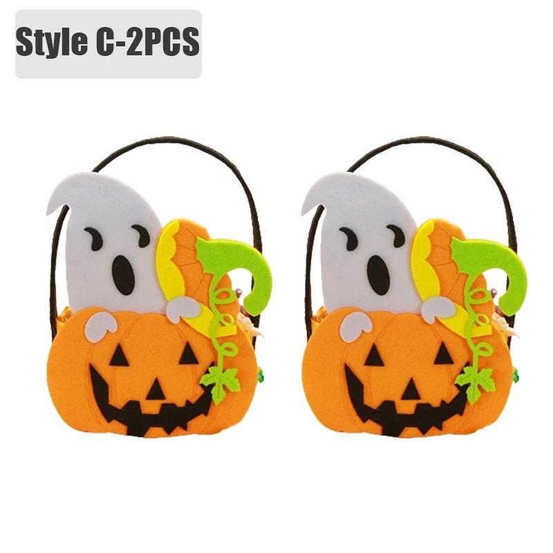 1-6PCS Halloween Trick or Treat Candy Bag for Kids Felt Pumpkin Gift Tote Bag Holiday Party Halloween Decorations Accessories