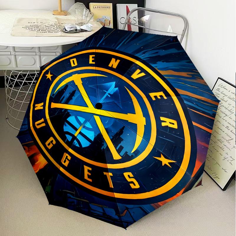 Nuggets Logo Art Umbrella Folding umbrella, automatic umbrella 8-Frame for Travel, camping Use Gift for Halloween Christmas