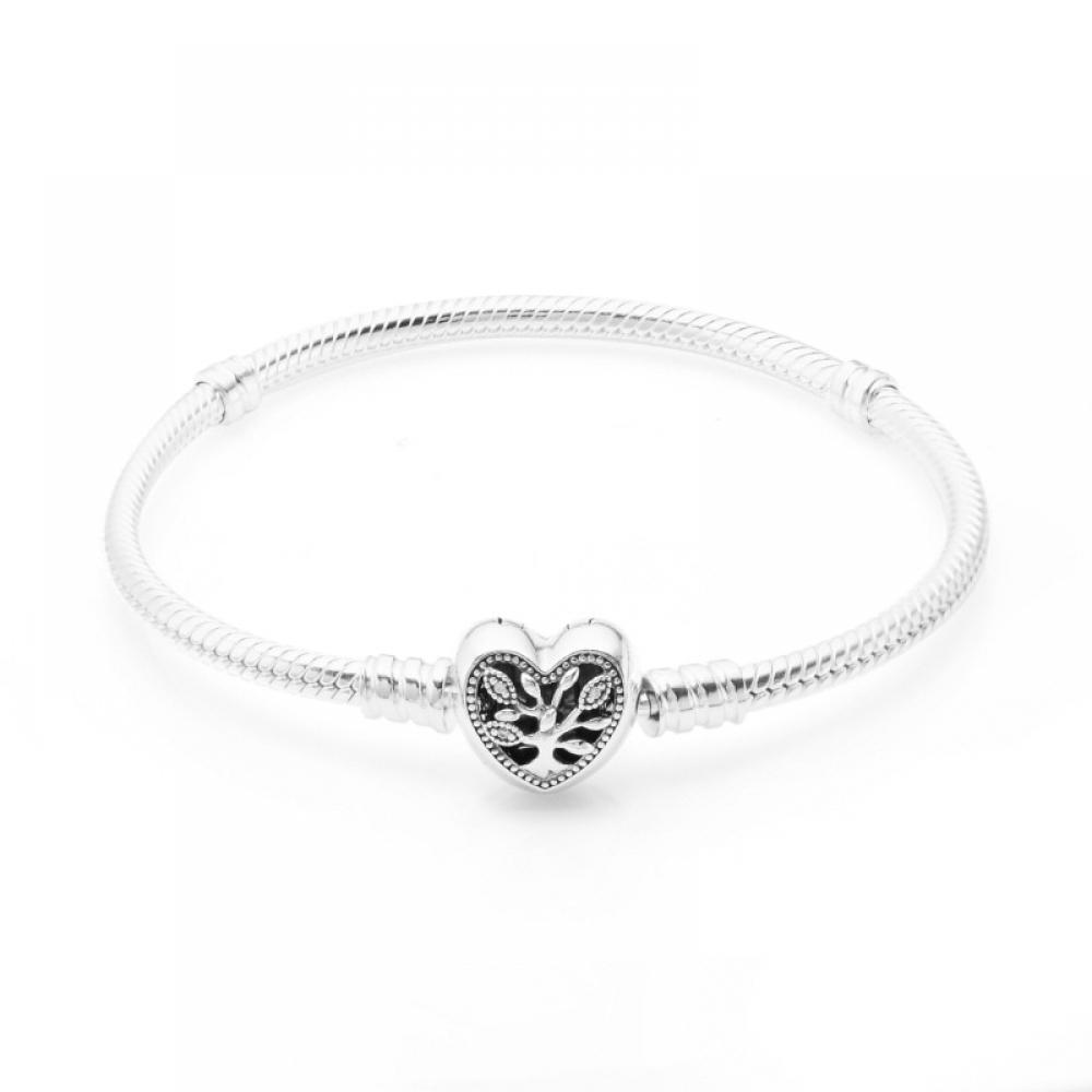 Pandora 598827c01 Браслет Серебряный Змеиная Цепь Сердце Древо Жизни Мгновение