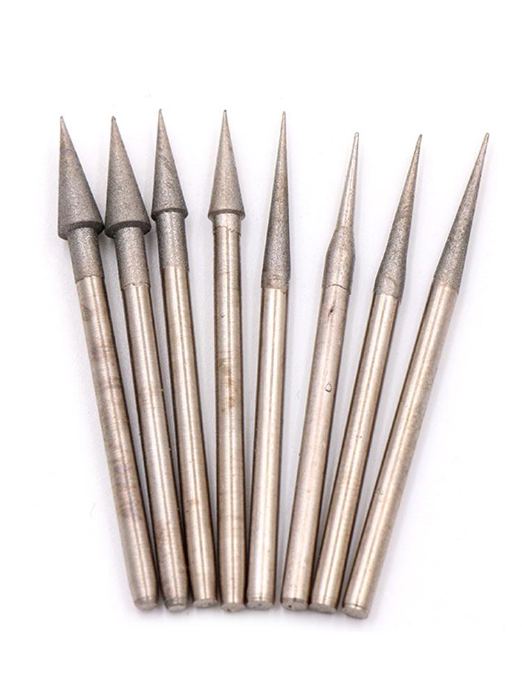 10 шт., 0,6-4 мм, алмазные шлифовальные насадки, хвостовик 2,35 мм для стеклянного камня, нефрита