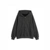Womens Striped Fleece Hooded Zip Sweatshirt Coat Loose Lazy Style Fall Winter