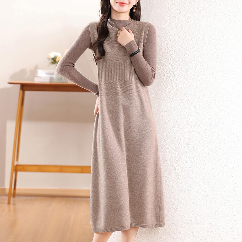Женское кашемировое платье Qinghe кашемир 30% кашемир 70% шерсть осенне-зимняя кашемировая юбка мягкая и теплая