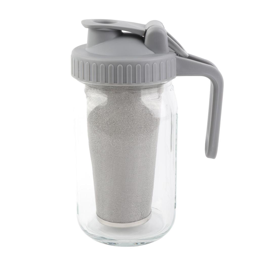 Glass Mason Jar Pitcher with Lid Wide Mouth Large Capacity Leakproof Glass Jug with Filter Lid Cold Brew Pitcher for