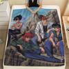 1Pc YuYu Hakusho Print Flannel Blanket, High quality Comfortable for All Seasons, Home Decor, Warmth and Comfort, Perfect for Christmas Gifts