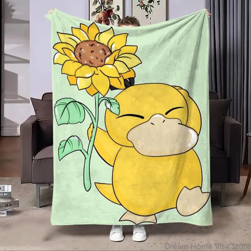 Cute Pokémon Psyduck Blanket Comfortable skin friendly soft sofa living room bed bedroom blanket suitable for travel and gift