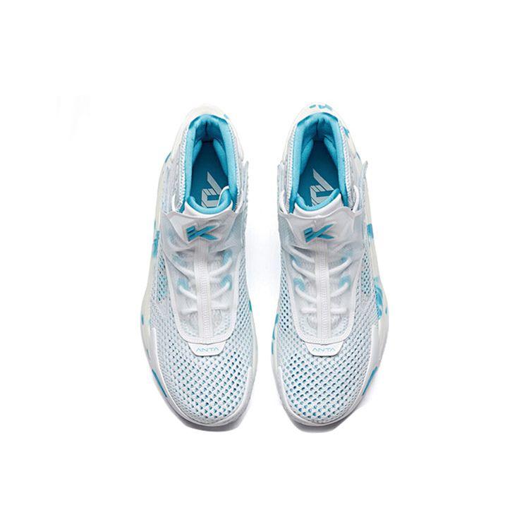 Anta KT5 Удобные универсальные амортизирующие нескользящие износостойкие высокие баскетбольные кроссовки мужские баскетбольные кроссовки белые синие 112021101-3