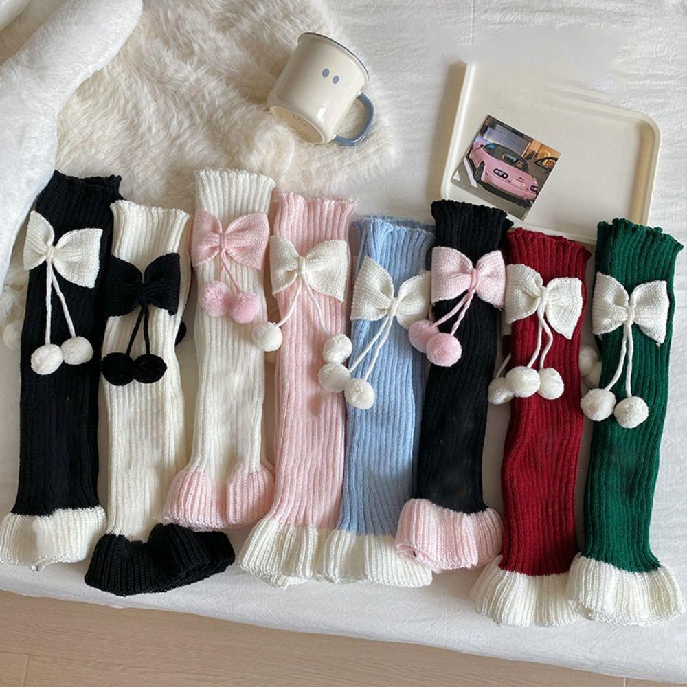 Ruffles Warm Leg Cover Bow Children's Long Socks Kawaii Leg Warmers Socks Y2k Girls