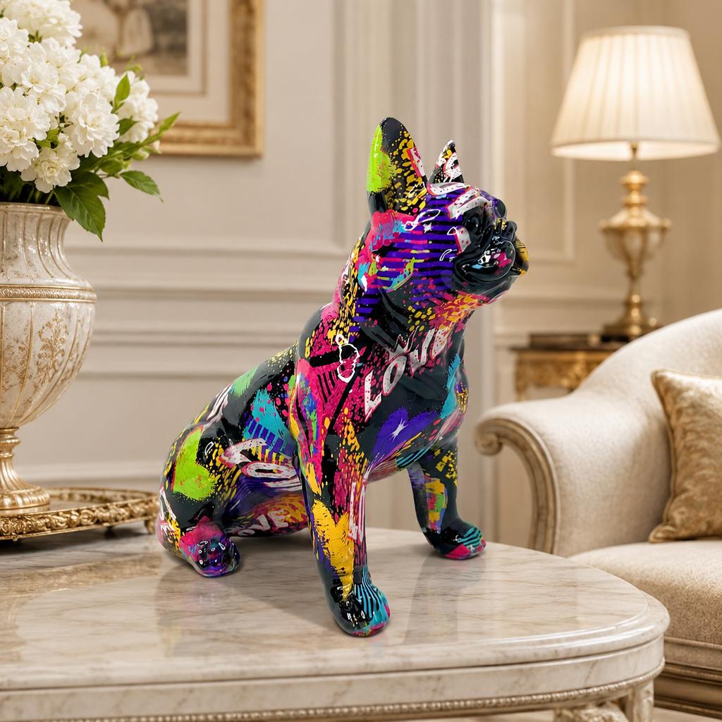 European Style New Eco-friendly Hand-painted Artistic Resin Animal Dog Sculpture for Home Living Room Foyer Decoration