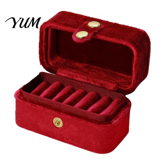 Travel Friendly Ring Holder Portable Box, Multi Slot Jewelry Case, Simple Style Small Box for Metal Snap Closure Organizer Rings And Earrings Case