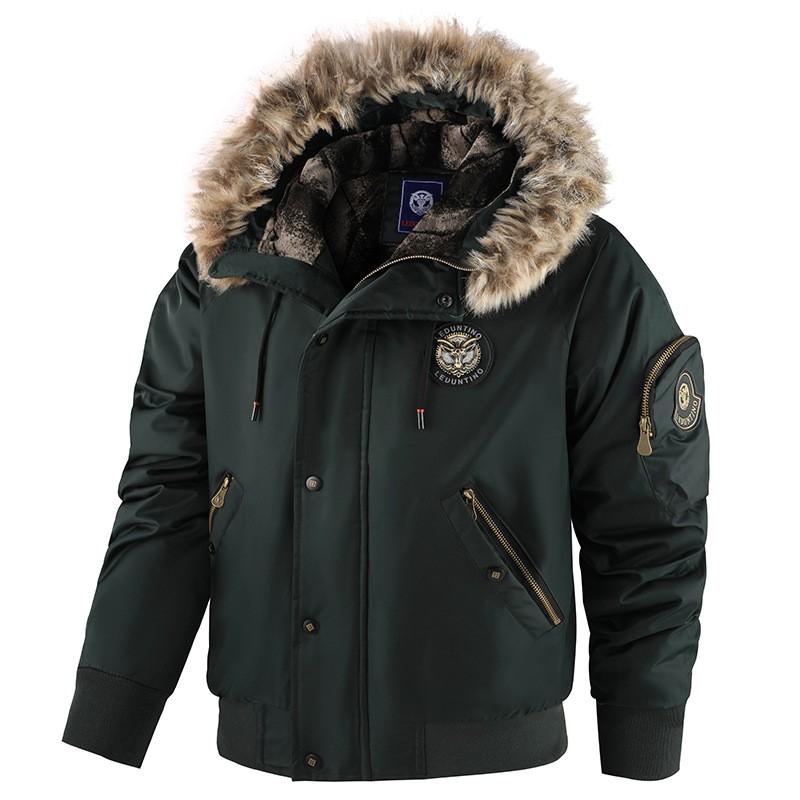Winter Thick Fleece Lined Mens Cotton Coat Hooded Warm Windproof Plus Size Casual Jacket