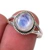 Natural Rainbow Moonstone Gemstone Handmade 925 Sterling Silver Ring Size 7 O0P09