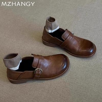 Модные женские лоферы на толстой подошве, дизайнерская повседневная удобная кожаная обувь 2024 года, зимняя брендовая мода, платье, для прогулок, для путешествий, Zapatillas