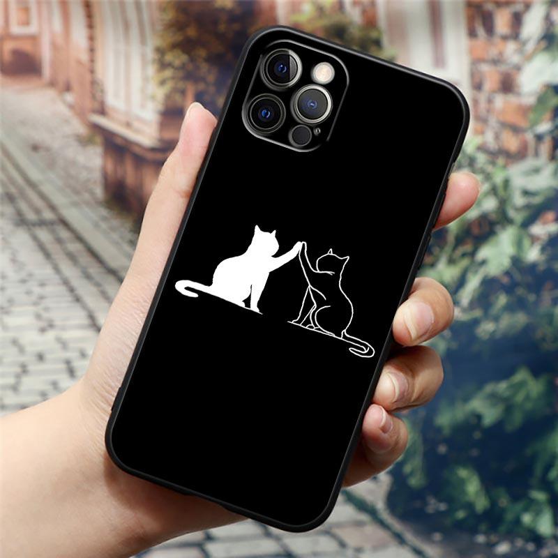 Черные Кошки Милый кот Привет Чехол для телефона Для Apple iPhone 16 15 14 13 12 11 Pro Max XR XS Max 7 8 Plus SE2 Задняя крышка Силиконовые чехлы