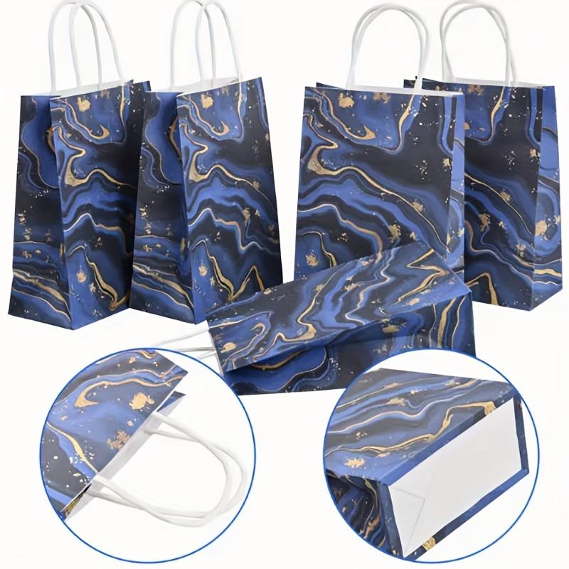 10 бумажных пакетов с ручками, подарочные пакеты для вечеринок с эффектом сине-фиолетового мрамора, пакеты для конфет из крафт-бумаги, подходят для подарков на свадьбу и день рождения.
