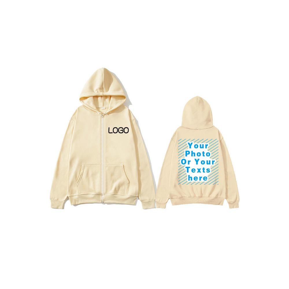 Zipper Hooded DIY13 Cardigan Sweatshirt Jacket Anytime Anywhere Design Brand Logo Custom Image Replication