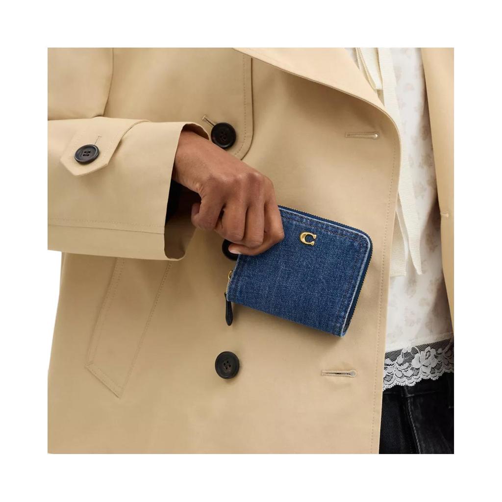 Coach Женский кошелек Essential 10 из джинсовой ткани и телячьей кожи с лоскутным дизайном и логотипом, синий CAU96-B4RHO