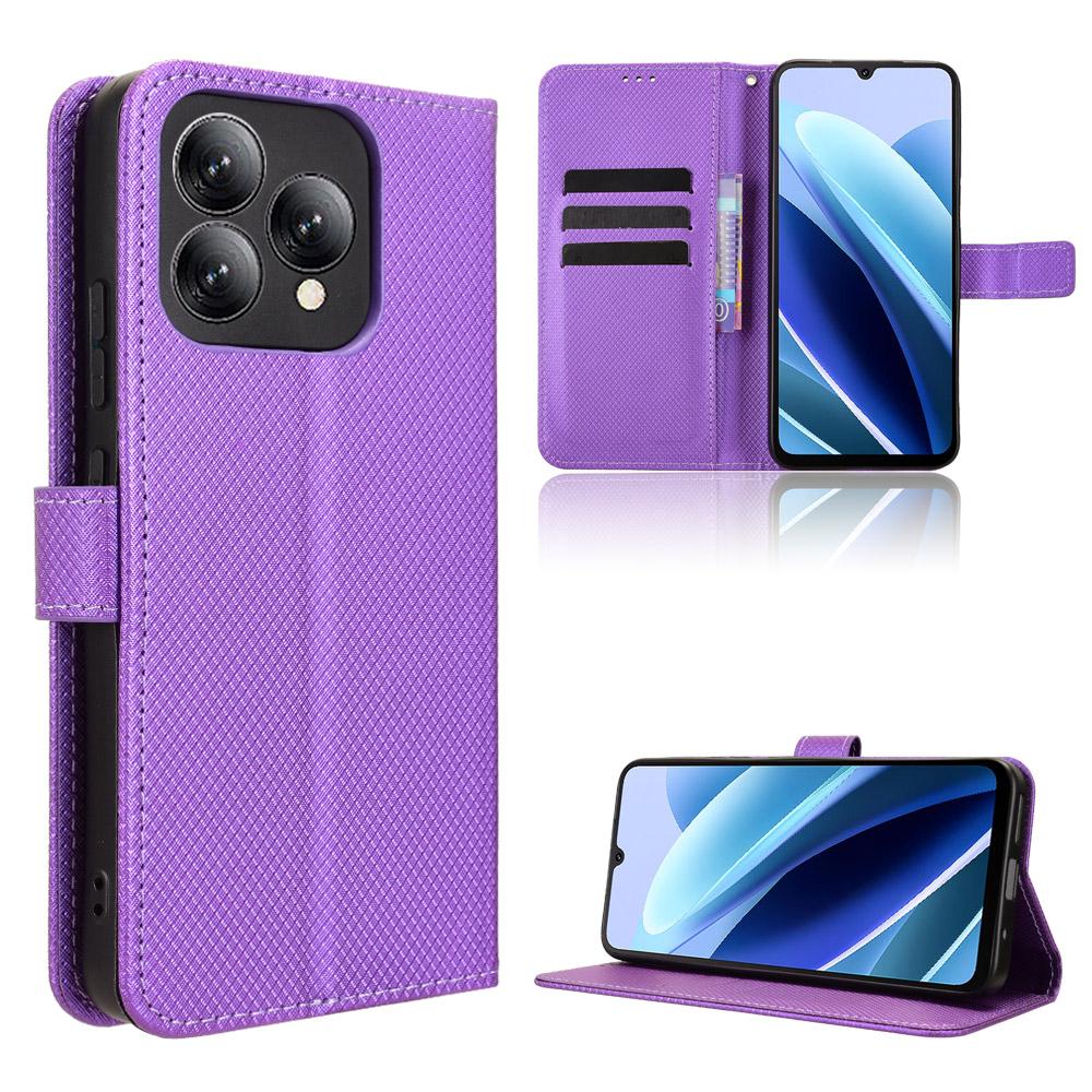 Для Cubot A40 Кожаный чехол-кошелек с ремешком Текстура бриллианта Чехол для телефона