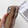 Wave Edges Stripes 2 in 1 TPU+PC Shockproof Phone Case for iPhone 13 14 15 16 17 Pro Max Autumn Brown Color Frosting Cover Shell