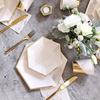 Белая тематика Свадебная вечеринка Золотая полоса Бумажные тарелки Чашки Салфетки Дети Взрослые День рождения Посуда Украшения для вечеринки по случаю рождения ребенка