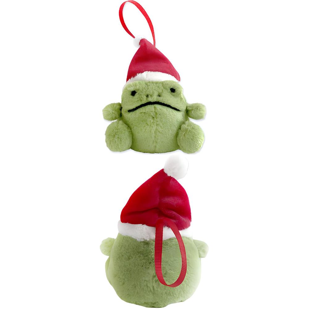 Jellycat Рождественская серия Рики Дождевая Лягушка Орнамент Куклы Плюшевая Подвеска 8 см Высота в сидячей позе