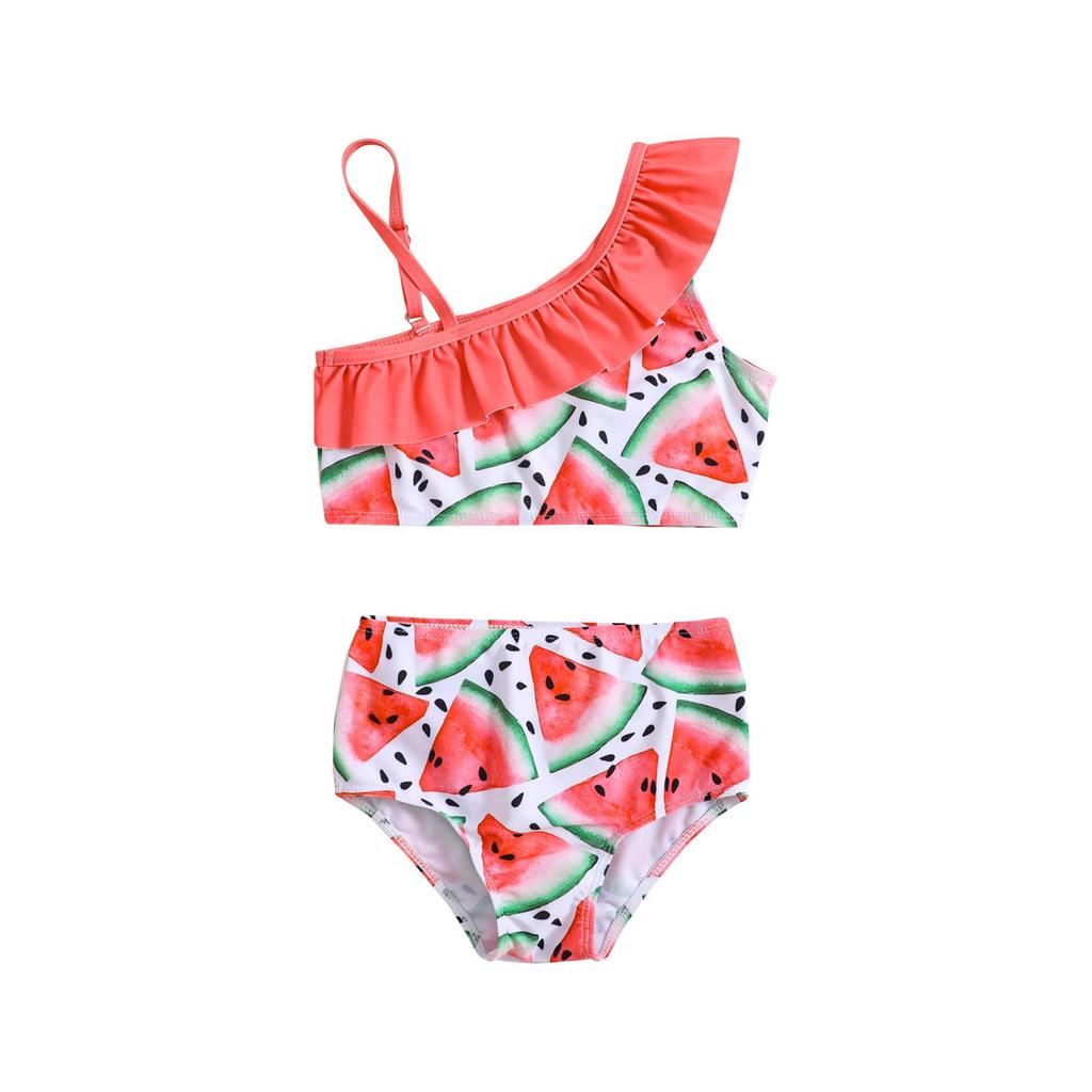 New Girls' One-Shoulder Bikini Swimsuit, Two-Piece Set, Cute Design