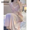 Long-sleeved Nightgown Women's Spring and Summer Court Princess Vintage Lace Sweet Long Homewear Net Sexy Pajamas