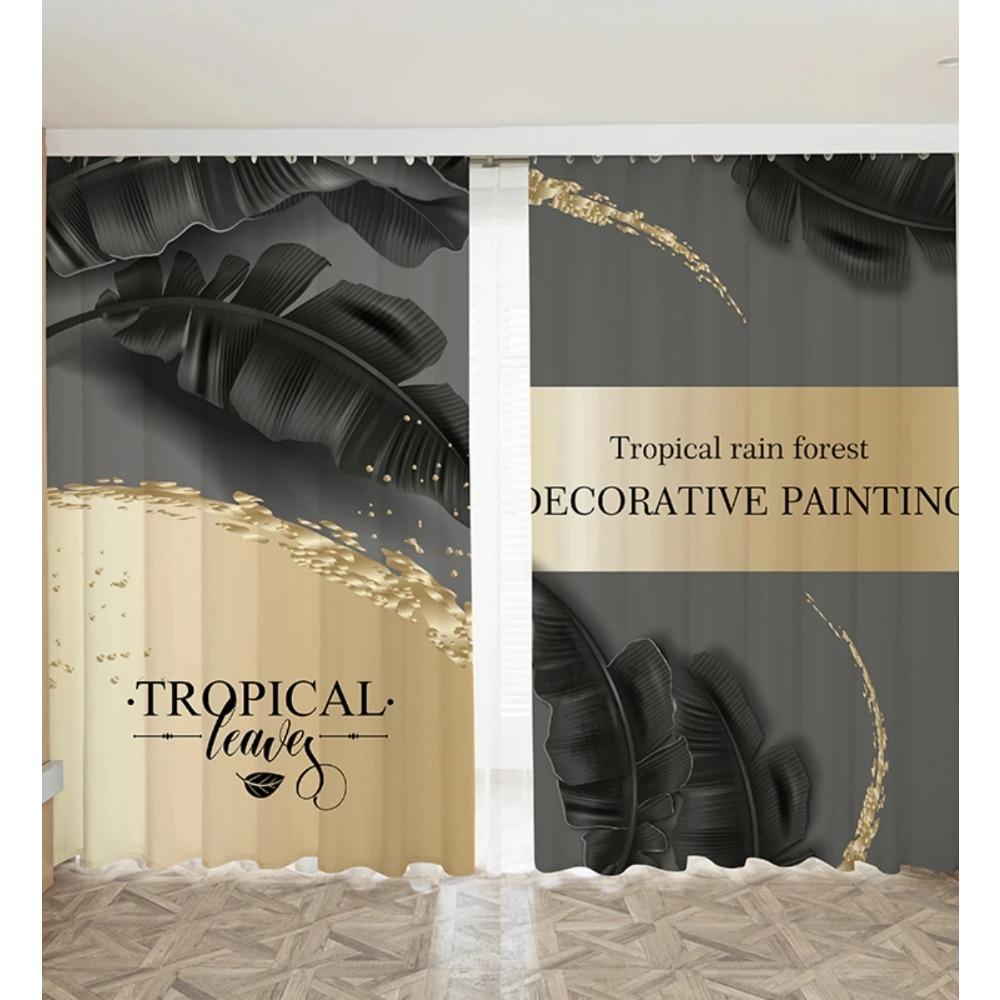 Nordic Ins Современный Простой Свет Роскошный Индивидуальный Золотой Лист Гостиная Спальня Полузатемнение Высокое затемнение Декор Драпировка 2 Панели