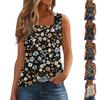 Square Collar Tank Top Women Print Tank Tee Casual Loose Fit Sleeveless Shirt