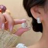 Серебряная игла супер-вспышка циркон жемчуг геометрические круглые цветочные серьги простые серьги-гвоздики с индивидуальностью серьги нишевого дизайна женские