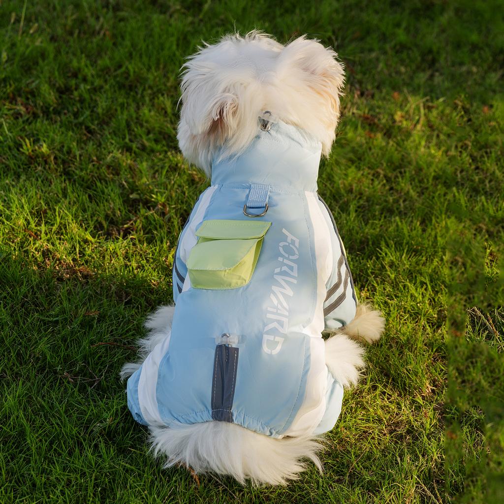 Autumn and winter pet clothes claws explorer three-proof four-leg charge cotton coat small dog Bichon dog clothes