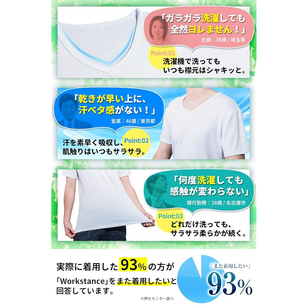 WORKSTANCE Men's Undershirts, 5-Pack, Black, XL (175cm-185cm)
