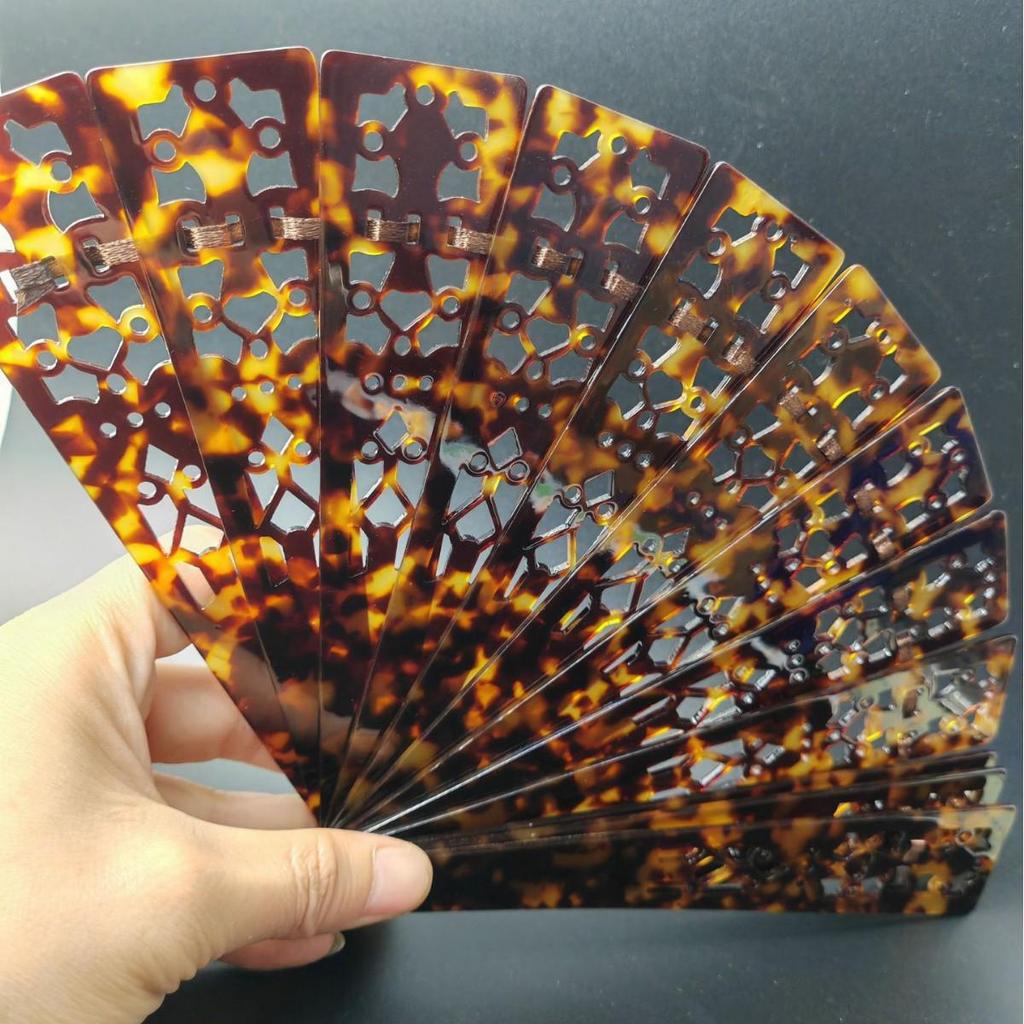 Ручной работы макраме складной веер с ажурной резьбой, дизайн «имитация шляпы», на заклепках, длина 20 см