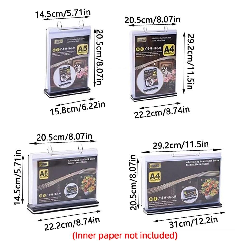 Clear PVC Poster Holder Sturdy Base Pageable Folder Convenient Menu Display Stand Restaurant