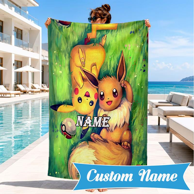 Custom Name Pika Beach Towel, Soft Quick-Dry Beach Towel, Ideal for Pool, Camping, Perfect Travel Essential Gift