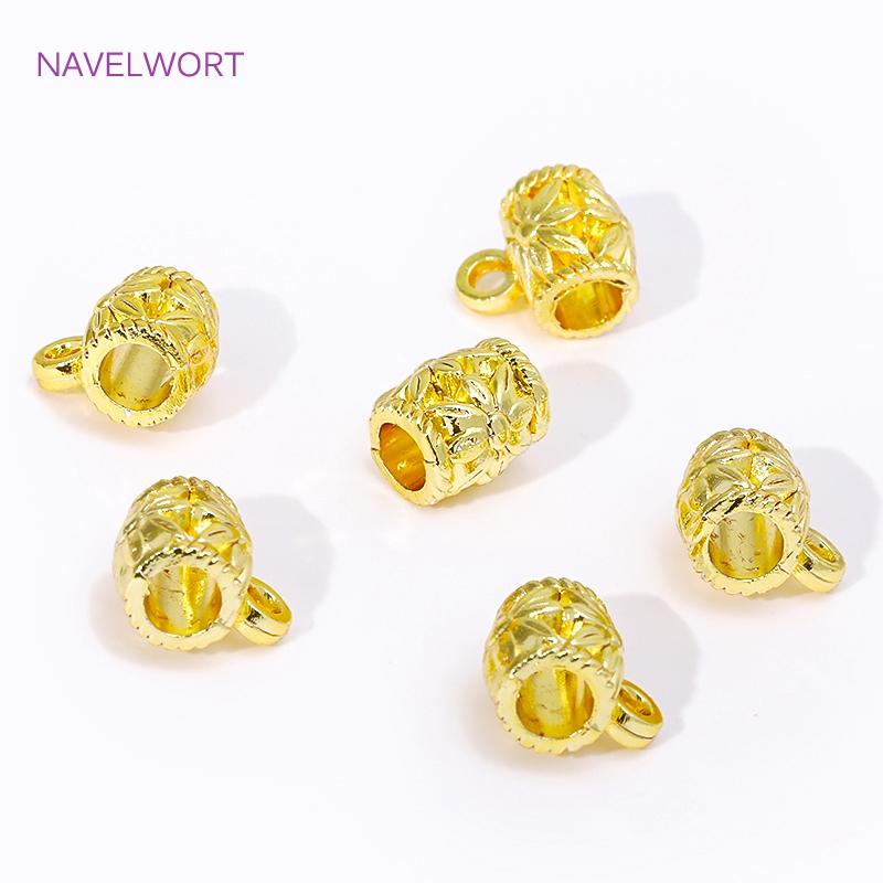 18K Gold Plated Brass Tube Pendant Bail Connector,Bailes For Jewelry,DIY Necklace Jewelry Making Findings,SupplIes For Jewelry