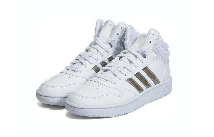 adidas Neo Hoops Mid 3.0 K Нескользящая Амортизация Устойчивая к истиранию Средняя высота Детские скейтбордические кроссовки Белый Детские HP2662