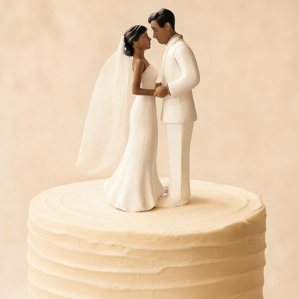 White/Black Couple Wedding Cake Topper Bride & Groom Figurines Bridal Shower Decoration